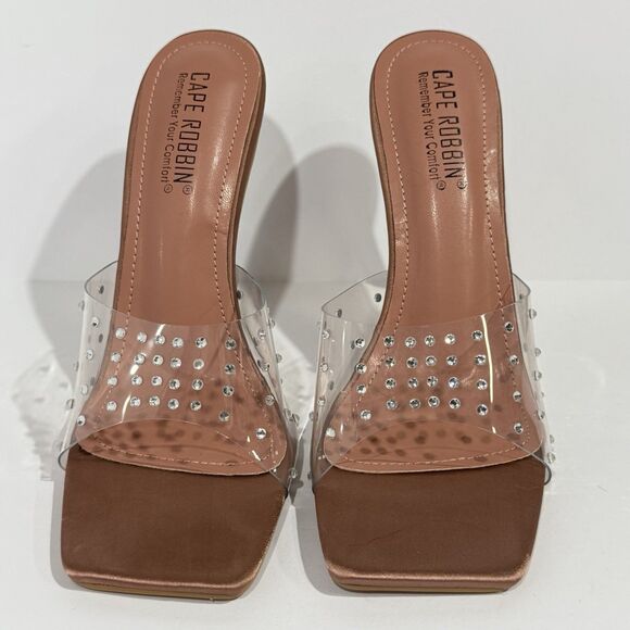 Cape Robbin Women's Clear Transparent Strap Stiletto Heel Sandals Rhinestone 8 - Picture 13 of 16